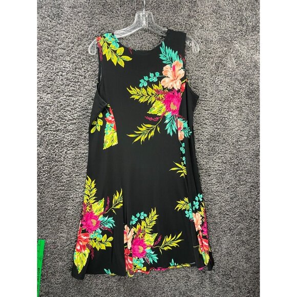 Susan Graves Sundress Women's Medium Black Floral Polyester Stretch Sleeveless - Picture 2 of 14